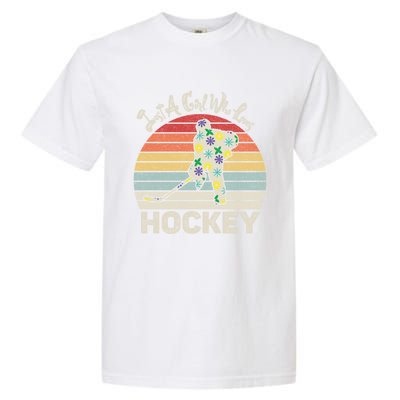 Vintage Retro Just A Who Loves Hockey Gift Garment-Dyed Heavyweight T-Shirt