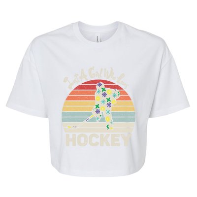 Vintage Retro Just A Who Loves Hockey Gift Bella+Canvas Jersey Crop Tee