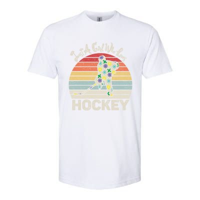 Vintage Retro Just A Who Loves Hockey Gift Softstyle CVC T-Shirt