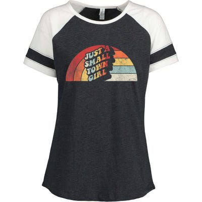 Vintage Retro Just A Small Town Girl Women Enza Ladies Jersey Colorblock Tee