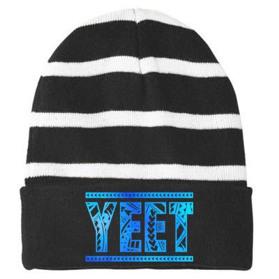 Vintage Retro Jey Yeet Ww Quotes Design Apparel Striped Beanie with Solid Band