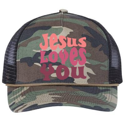 Vintage Retro Jesus Loves You Christian gift Retro Rope Trucker Hat Cap