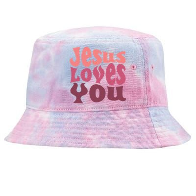 Vintage Retro Jesus Loves You Christian gift Tie-Dyed Bucket Hat