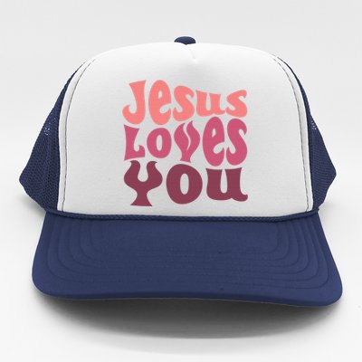 Vintage Retro Jesus Loves You Christian gift Trucker Hat