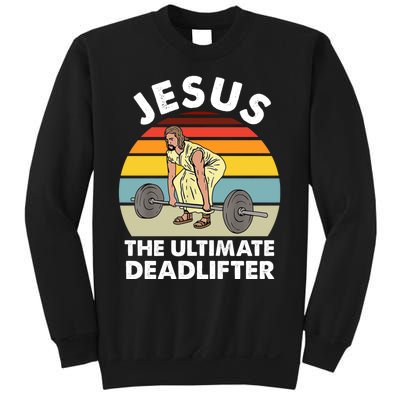 Vintage Retro Jesus The Ultimate Deadlifter Funny Gym Bodybuliding Sweatshirt