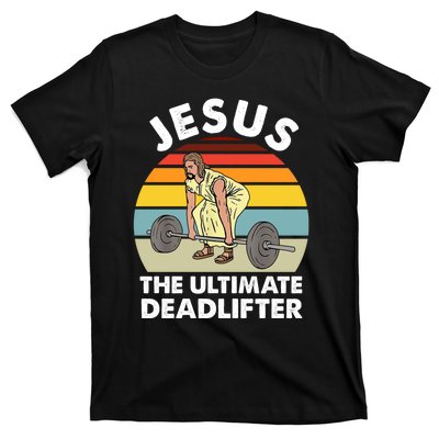 Vintage Retro Jesus The Ultimate Deadlifter Funny Gym Bodybuliding T-Shirt