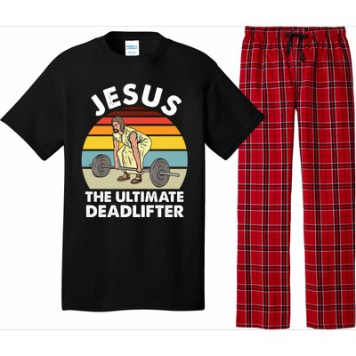 Vintage Retro Jesus The Ultimate Deadlifter Funny Gym Bodybuliding Pajama Set