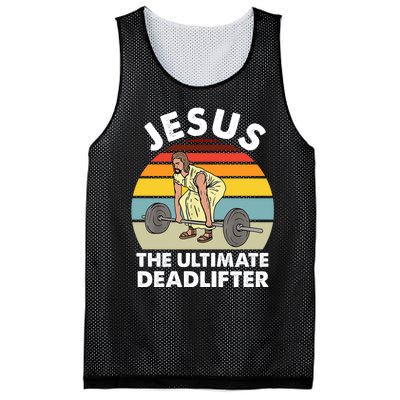 Vintage Retro Jesus The Ultimate Deadlifter Funny Gym Bodybuliding Mesh Reversible Basketball Jersey Tank