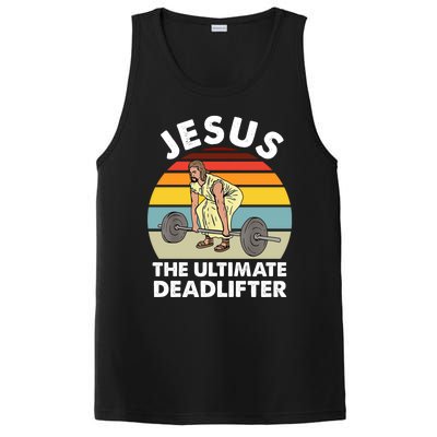 Vintage Retro Jesus The Ultimate Deadlifter Funny Gym Bodybuliding PosiCharge Competitor Tank