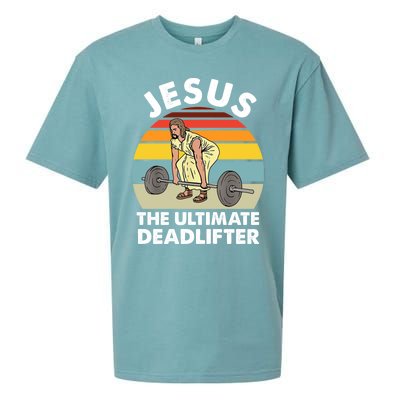 Vintage Retro Jesus The Ultimate Deadlifter Funny Gym Bodybuliding Sueded Cloud Jersey T-Shirt