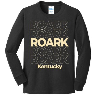 Vintage Roark Kentucky Repeating Text Kids Long Sleeve Shirt