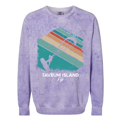 Vintage Retro Kitesurf Taveuni Island Kite Surfing Gift Colorblast Crewneck Sweatshirt