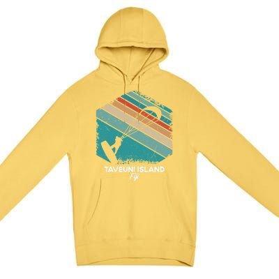 Vintage Retro Kitesurf Taveuni Island Kite Surfing Gift Premium Pullover Hoodie