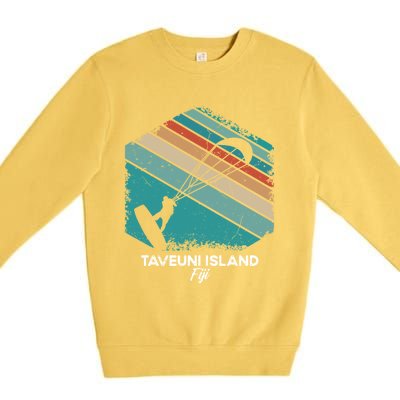 Vintage Retro Kitesurf Taveuni Island Kite Surfing Gift Premium Crewneck Sweatshirt