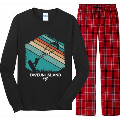 Vintage Retro Kitesurf Taveuni Island Kite Surfing Gift Long Sleeve Pajama Set