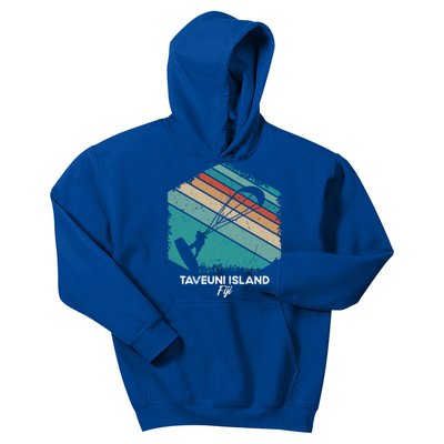 Vintage Retro Kitesurf Taveuni Island Kite Surfing Gift Kids Hoodie