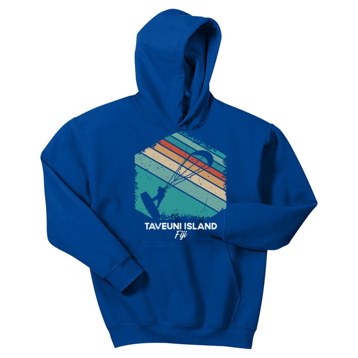 Vintage Retro Kitesurf Taveuni Island Kite Surfing Gift Kids Hoodie