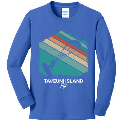 Vintage Retro Kitesurf Taveuni Island Kite Surfing Gift Kids Long Sleeve Shirt