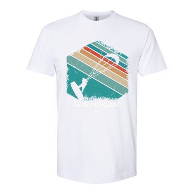 Vintage Retro Kitesurf Taveuni Island Kite Surfing Gift Softstyle CVC T-Shirt