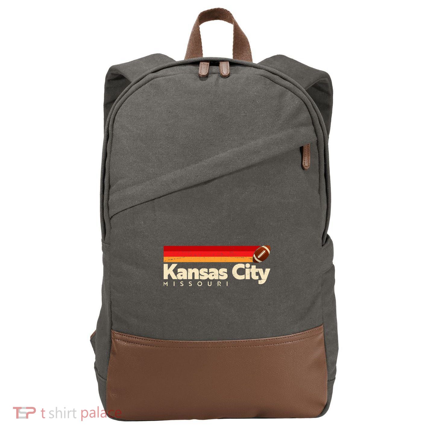 Vintage Retro Kansas City Missouri Football Cotton Canvas Backpack