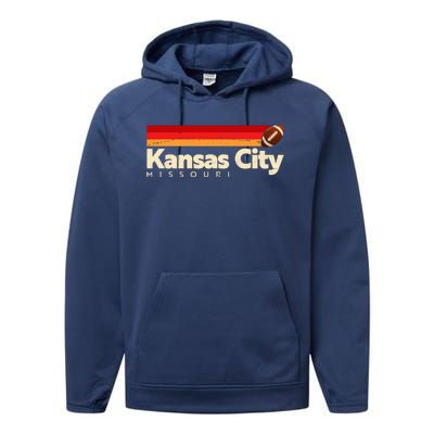 Vintage Retro Kansas City Missouri Football Performance Fleece Hoodie