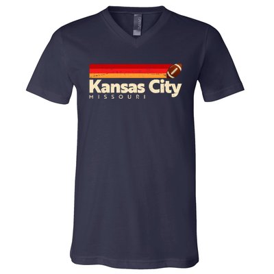 Vintage Retro Kansas City Missouri Football V-Neck T-Shirt