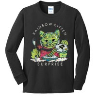 Vintage Rainbow Kitten Surprise Kids Long Sleeve Shirt