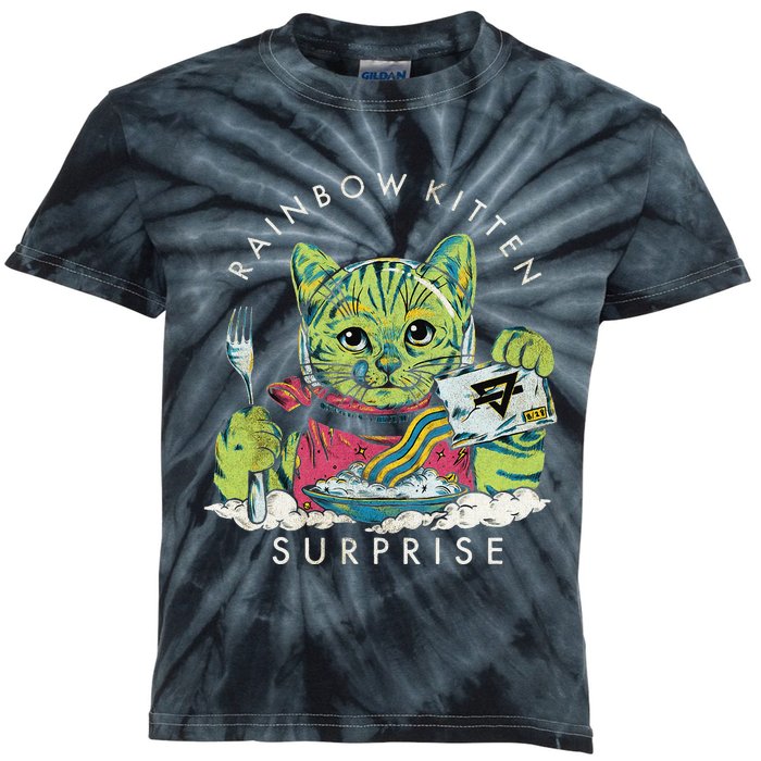 Vintage Rainbow Kitten Surprise Kids Tie-Dye T-Shirt