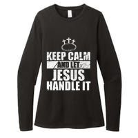 Vintage Retro Keep Calm And Let Jesus Handle it God Believer Womens CVC Long Sleeve Shirt