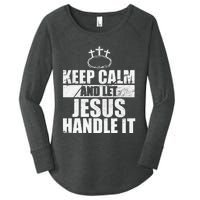 Vintage Retro Keep Calm And Let Jesus Handle it God Believer Women's Perfect Tri Tunic Long Sleeve Shirt