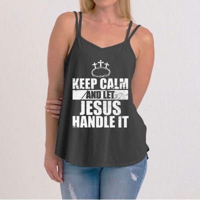 Vintage Retro Keep Calm And Let Jesus Handle it God Believer Women's Strappy Tank