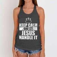 Vintage Retro Keep Calm And Let Jesus Handle it God Believer Women's Knotted Racerback Tank