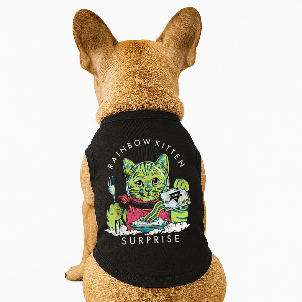 Vintage Rainbow Kitten Surprise Funny Cat Lover Doggie Tank