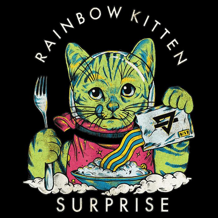 Vintage Rainbow Kitten Surprise Funny Cat Lover Doggie Tank
