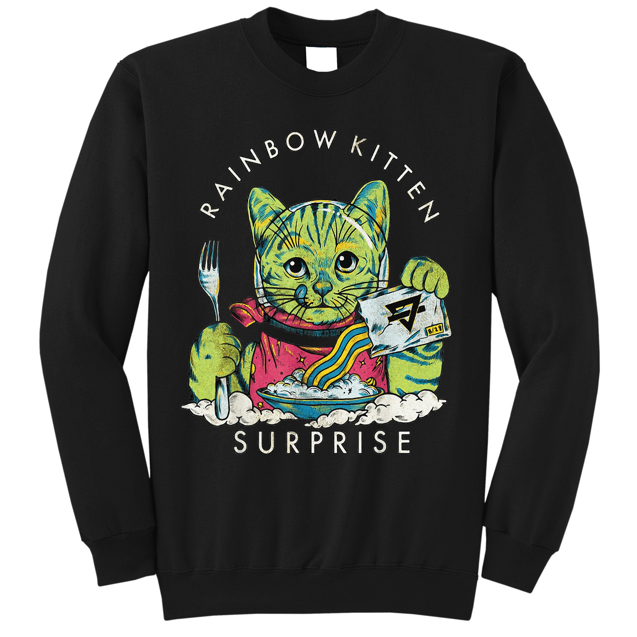 Vintage Rainbow Kitten Surprise Funny Cat Lover Sweatshirt