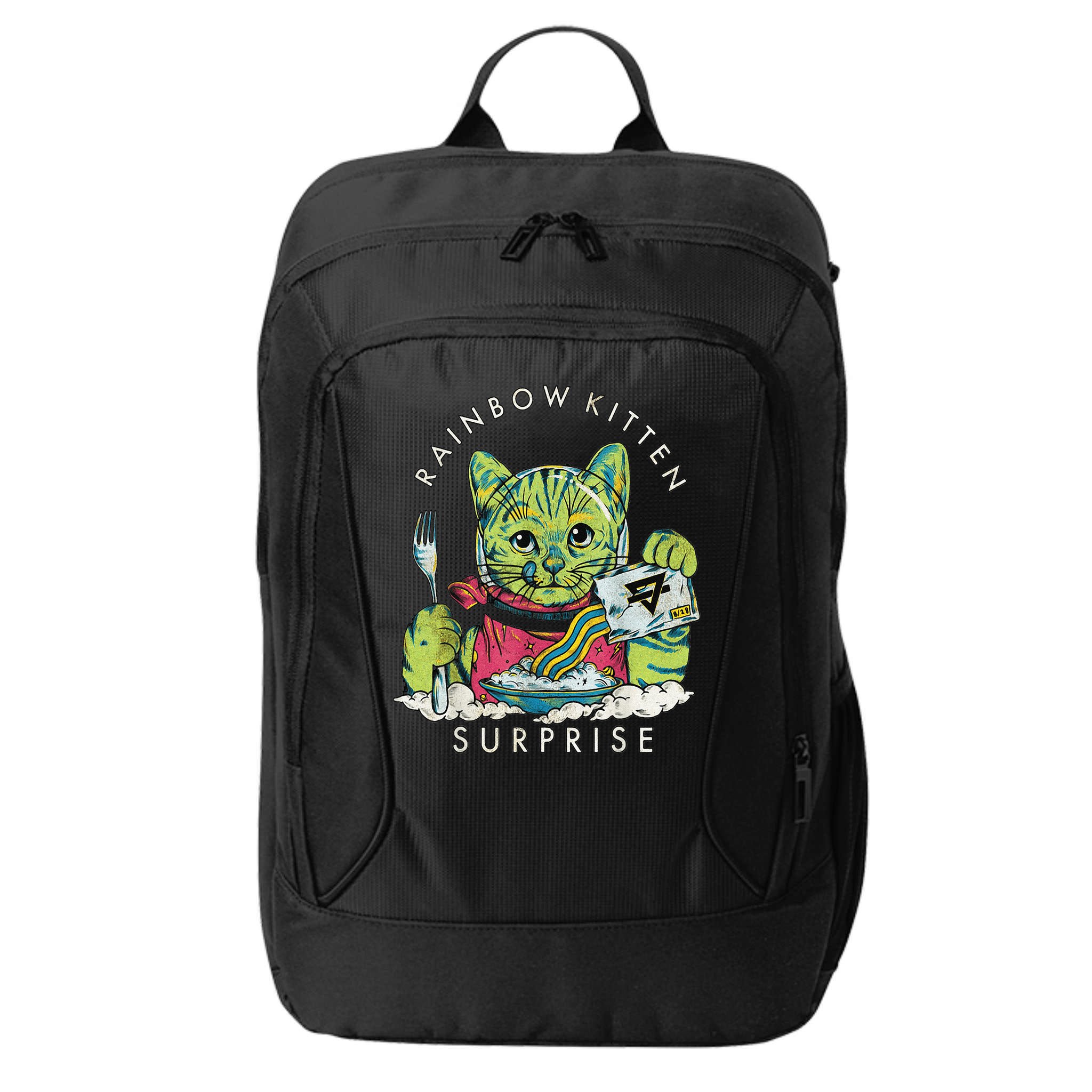Vintage Rainbow Kitten Surprise Funny Cat Lover City Backpack