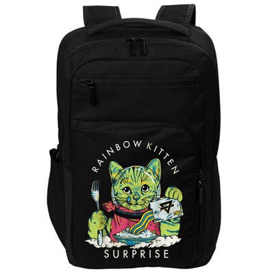 Vintage Rainbow Kitten Surprise Funny Cat Lover Impact Tech Backpack