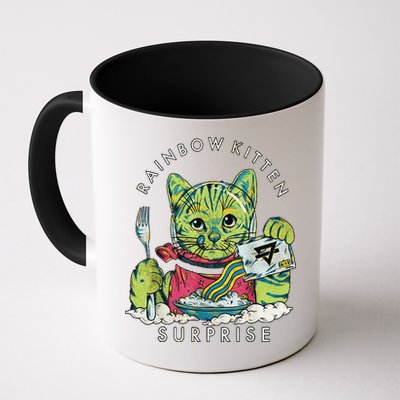Vintage Rainbow Kitten Surprise Funny Cat Lover Mug