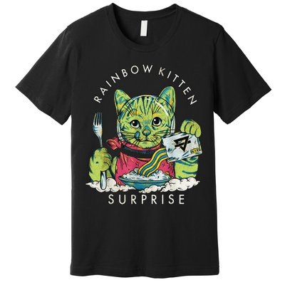 Vintage Rainbow Kitten Surprise Funny Cat Lover Premium T-Shirt
