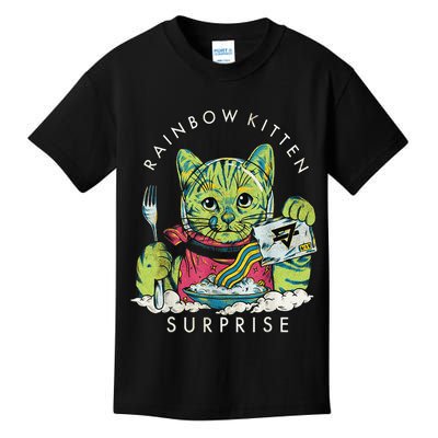 Vintage Rainbow Kitten Surprise Funny Cat Lover Kids T-Shirt