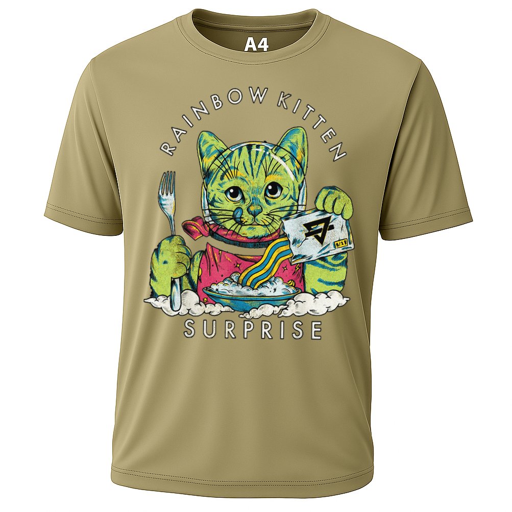 Vintage Rainbow Kitten Surprise Funny Cat Lover Cooling Performance Crew T-Shirt