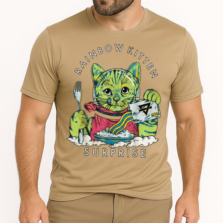 Vintage Rainbow Kitten Surprise Funny Cat Lover Cooling Performance Crew T-Shirt
