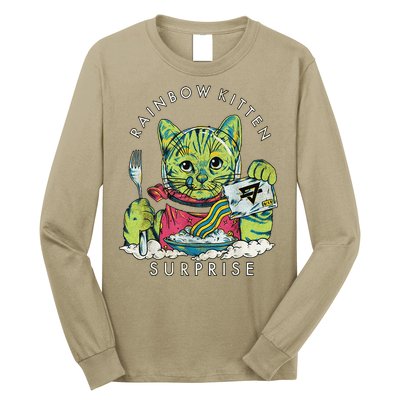 Vintage Rainbow Kitten Surprise Funny Cat Lover Long Sleeve Shirt