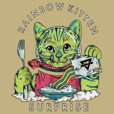 Vintage Rainbow Kitten Surprise Funny Cat Lover T-Shirt