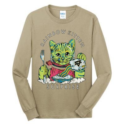 Vintage Rainbow Kitten Surprise Funny Cat Lover Tall Long Sleeve T-Shirt