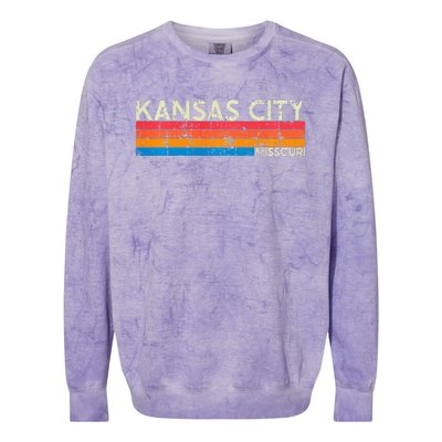 Vintage Retro Kansas City Missouri Distressed Colorblast Crewneck Sweatshirt