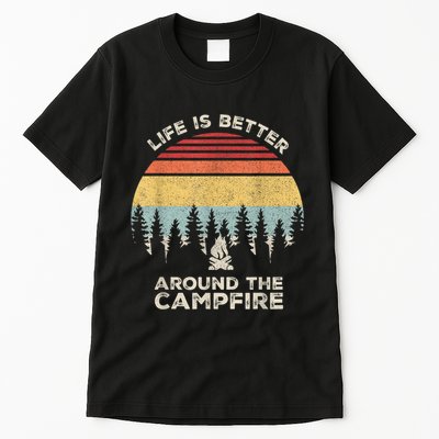 Vintage Retro Life Is Better Around The Campfire Camping Tall T-Shirt