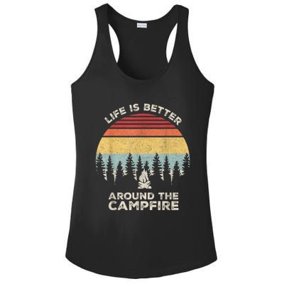 Vintage Retro Life Is Better Around The Campfire Camping Ladies PosiCharge Competitor Racerback Tank