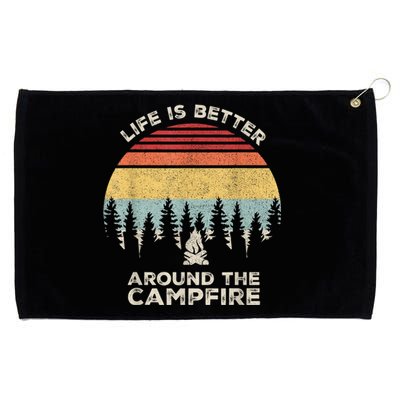 Vintage Retro Life Is Better Around The Campfire Camping Grommeted Golf Towel