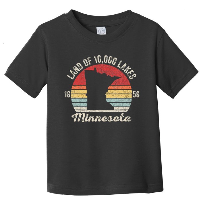 Vintage Retro Land Of 10000 Lakes 1858 Minnesota Toddler T-Shirt